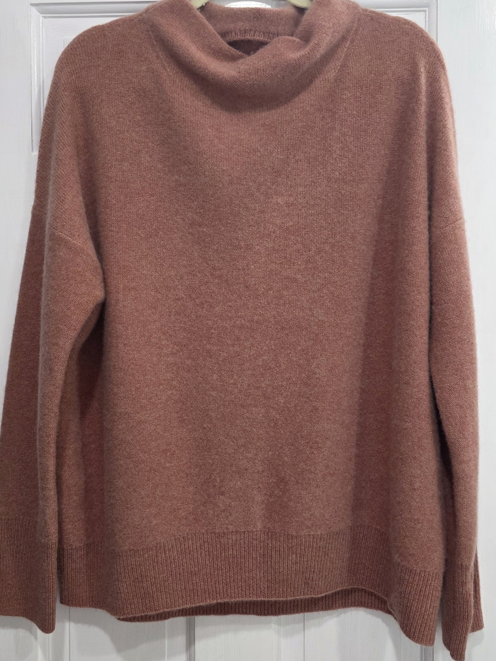 100% Boiled Cashmere Vince Soft Cowl Neck Sweater in Dusty Rose